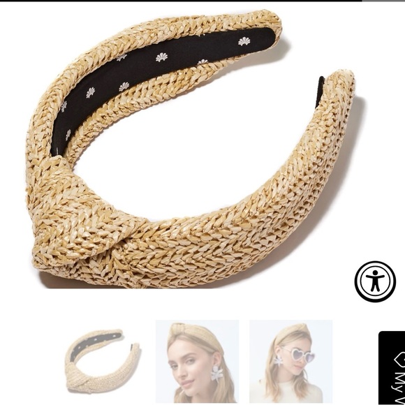 Lele Sadoughi Knotted Raffia Headband Woven Straw Seagrass Hair Accessory